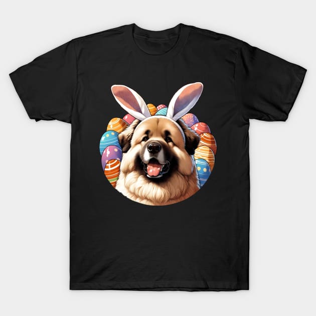 Caucasian Shepherd Dog with Bunny Ears Enjoys Easter T-Shirt by ArtRUs